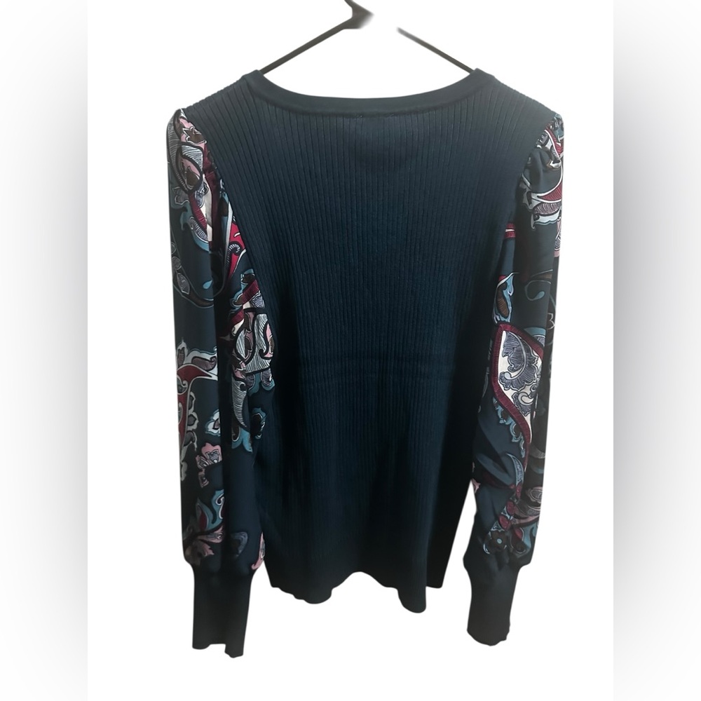 Zac & Rachel Navy V-Neck Sweater Paisley Sleeves size XL New - Picture 4 of 4